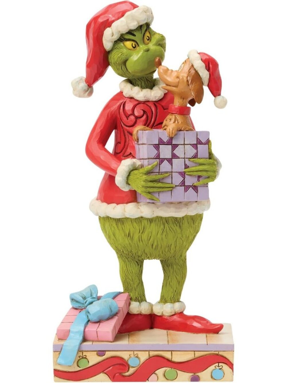 Whimsical Grinch Figurine with Max in Gift Box - 9.45 Inch Multicolor Decor